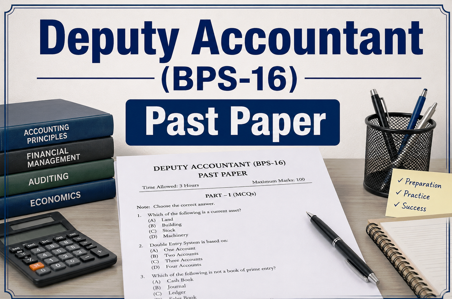 Deputy Accountant (BPS-16) Past Paper